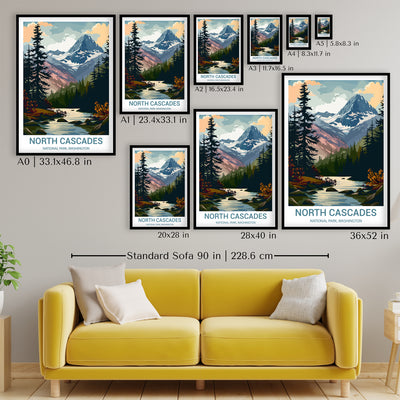 North Cascades National Park Poster – Vintage Alpine Wilderness Wall Art - Wanderlust Posters