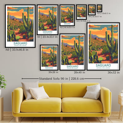 Saguaro National Park Poster – Arizona Desert Cactus Wall Art - Wanderlust Posters