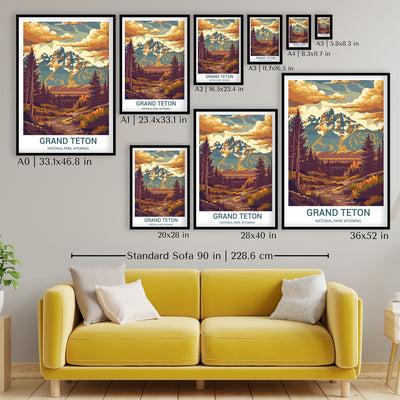 Grand Teton National Park Poster – Vintage-Style Wyoming Mountain Art - Wanderlust Posters