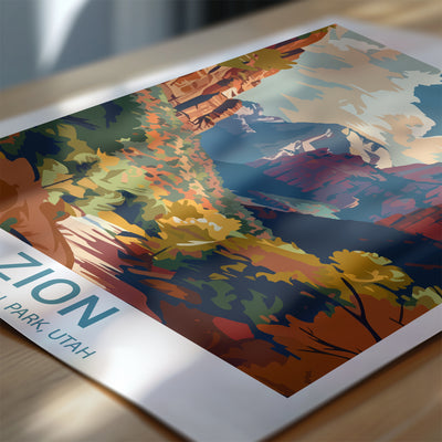 Zion National Park Poster – Retro Utah Landscape Print for National Park Lovers - Wanderlust Posters