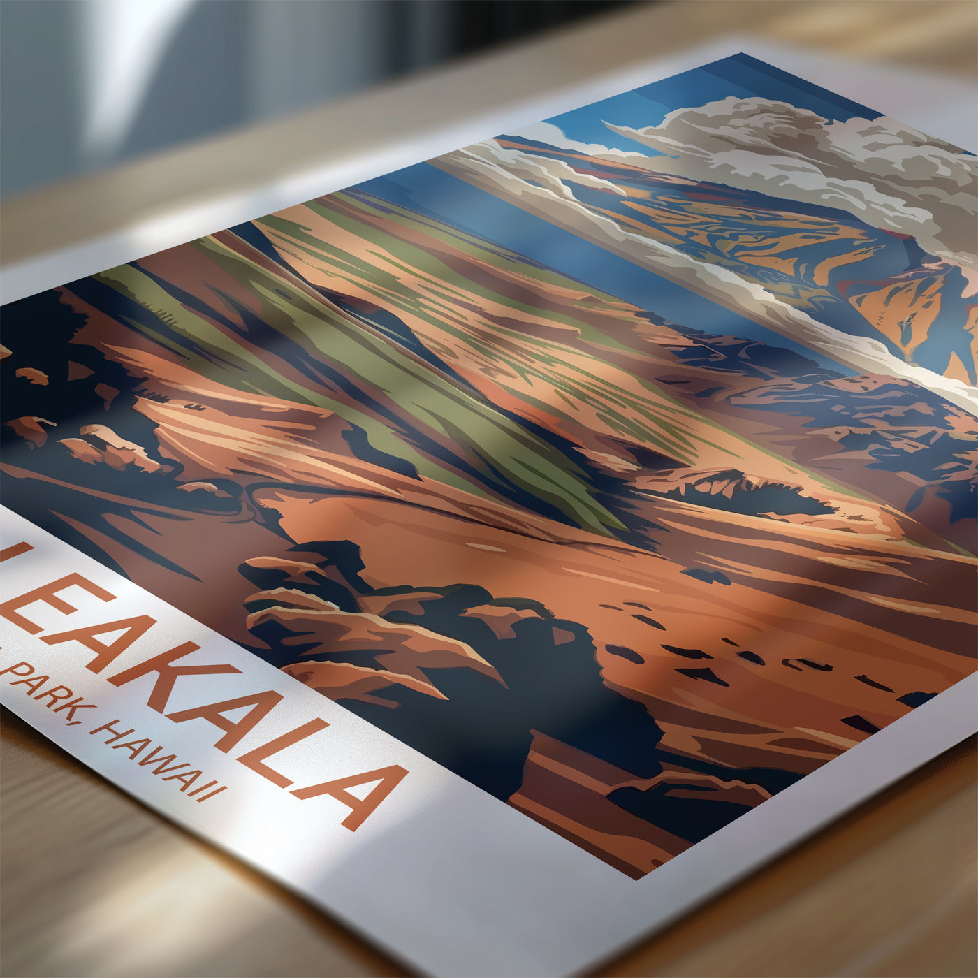 Haleakalā National Park Poster – Retro Hawaii Volcano Landscape Print - Wanderlust Posters