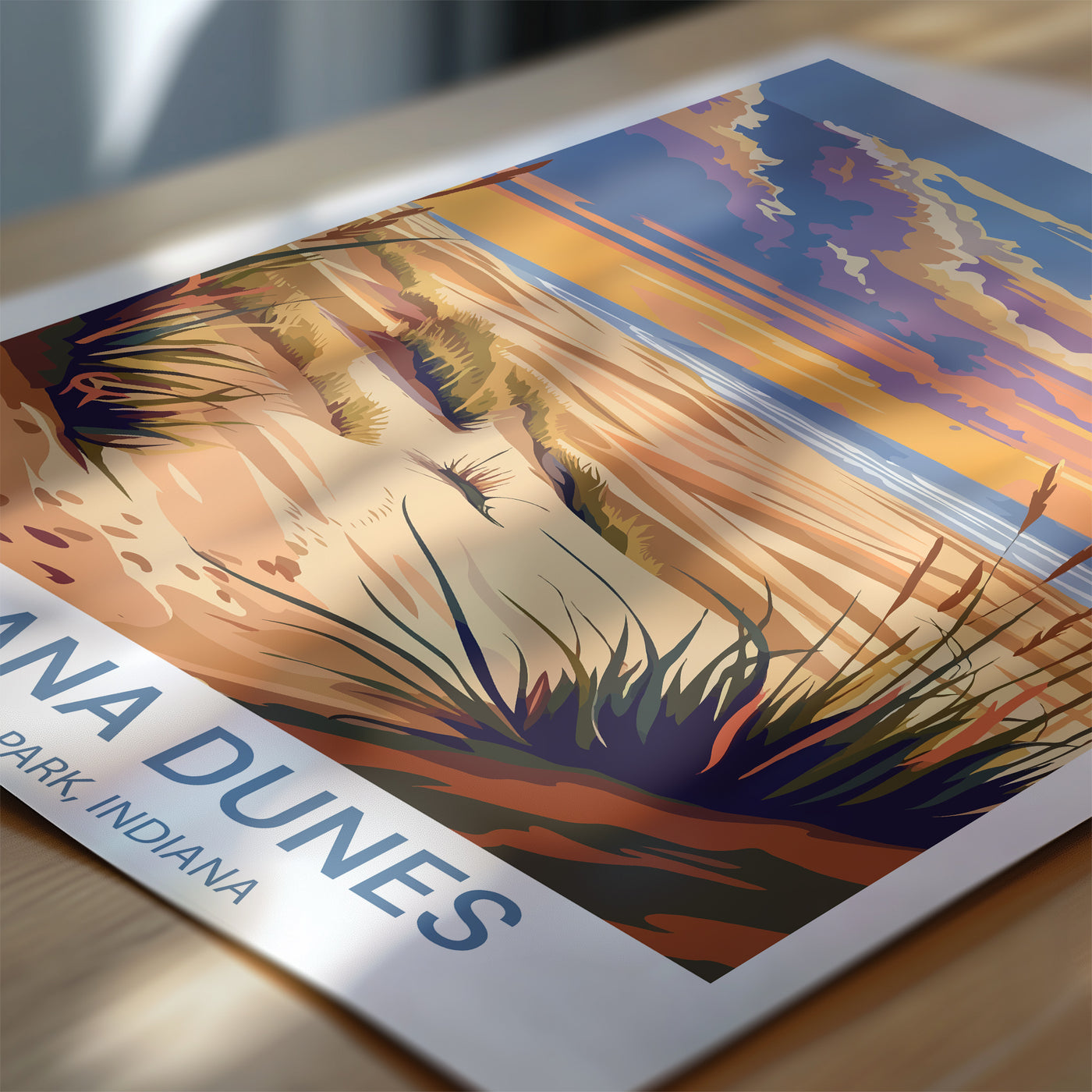 Indiana Dunes National Park Poster – Retro Beach Sunset Wall Art - Wanderlust Posters