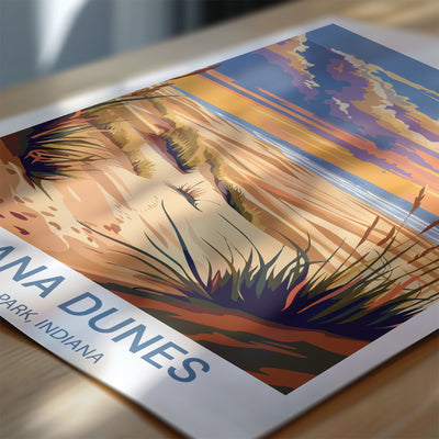 Indiana Dunes National Park Poster – Retro Beach Sunset Wall Art - Wanderlust Posters
