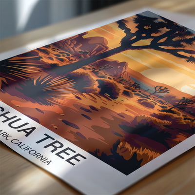Joshua Tree National Park Poster – Desert Sunset Retro Wall Art - Wanderlust Posters