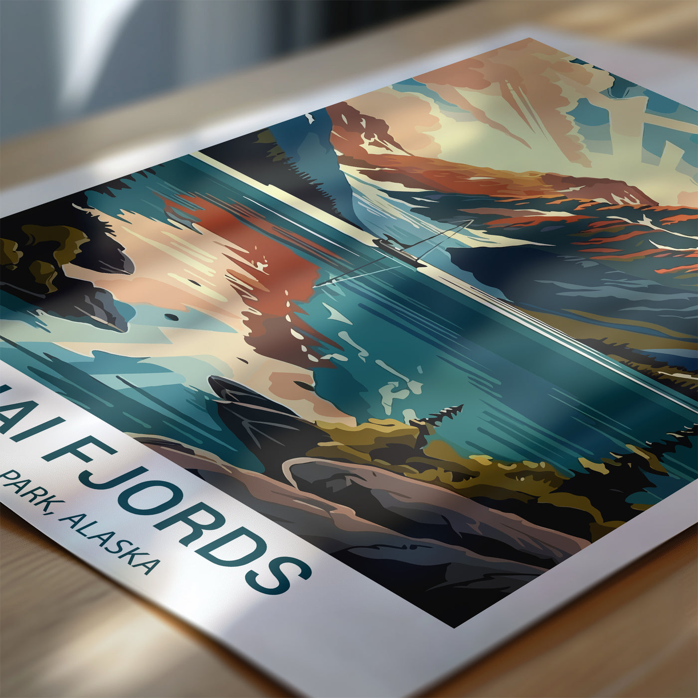 Kenai Fjords National Park Poster – Retro Glacier Coastline Wall Art - Wanderlust Posters