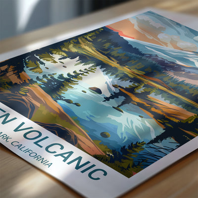 Lassen Volcanic National Park Poster – California Volcano Retro Wall Art - Wanderlust Posters