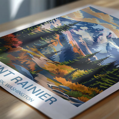 Mount Rainier National Park Poster – Vintage Cascade Mountain Wall Art - Wanderlust Posters