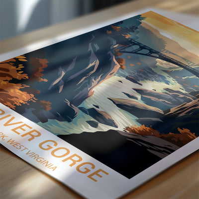 New River Gorge National Park Poster – Retro Appalachian Bridge Wall Art - Wanderlust Posters