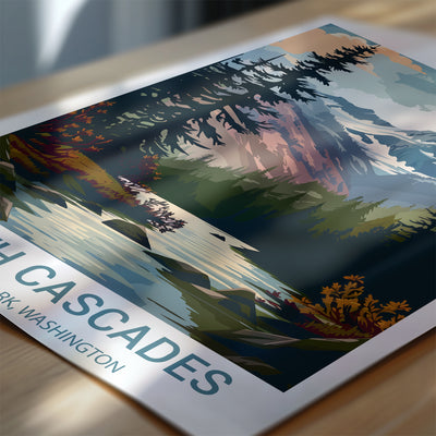 North Cascades National Park Poster – Vintage Alpine Wilderness Wall Art - Wanderlust Posters