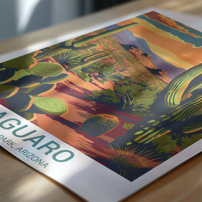 Saguaro National Park Poster – Arizona Desert Cactus Wall Art - Wanderlust Posters