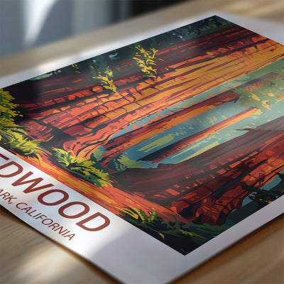Redwood National Park Poster – Vintage Forest Wall Art - Wanderlust Posters