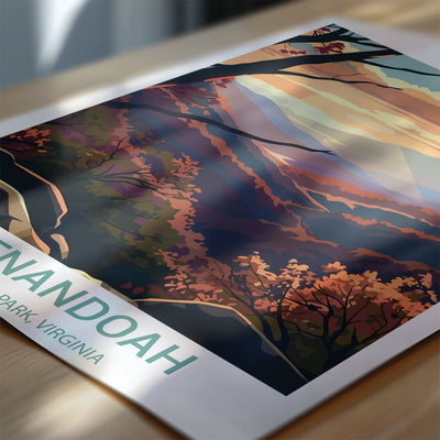 Shenandoah National Park Poster – Retro Mountain Sunset Print - Wanderlust Posters