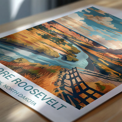 Theodore Roosevelt National Park Poster – Vintage Badlands Print - Wanderlust Posters