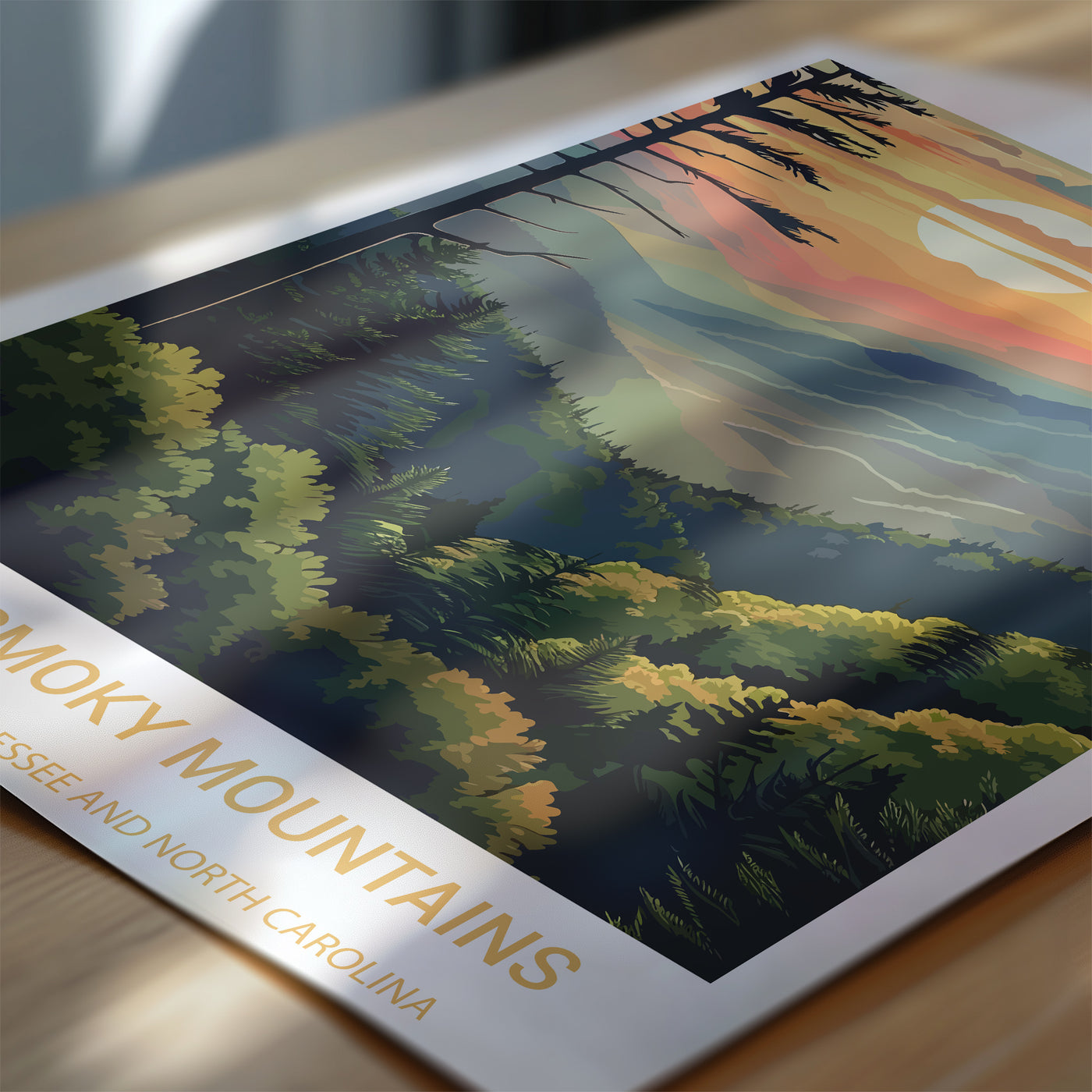Great Smoky Mountains National Park Poster – Sunset Vintage Wall Art Print - Wanderlust Posters
