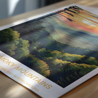Great Smoky Mountains National Park Poster – Sunset Vintage Wall Art Print - Wanderlust Posters