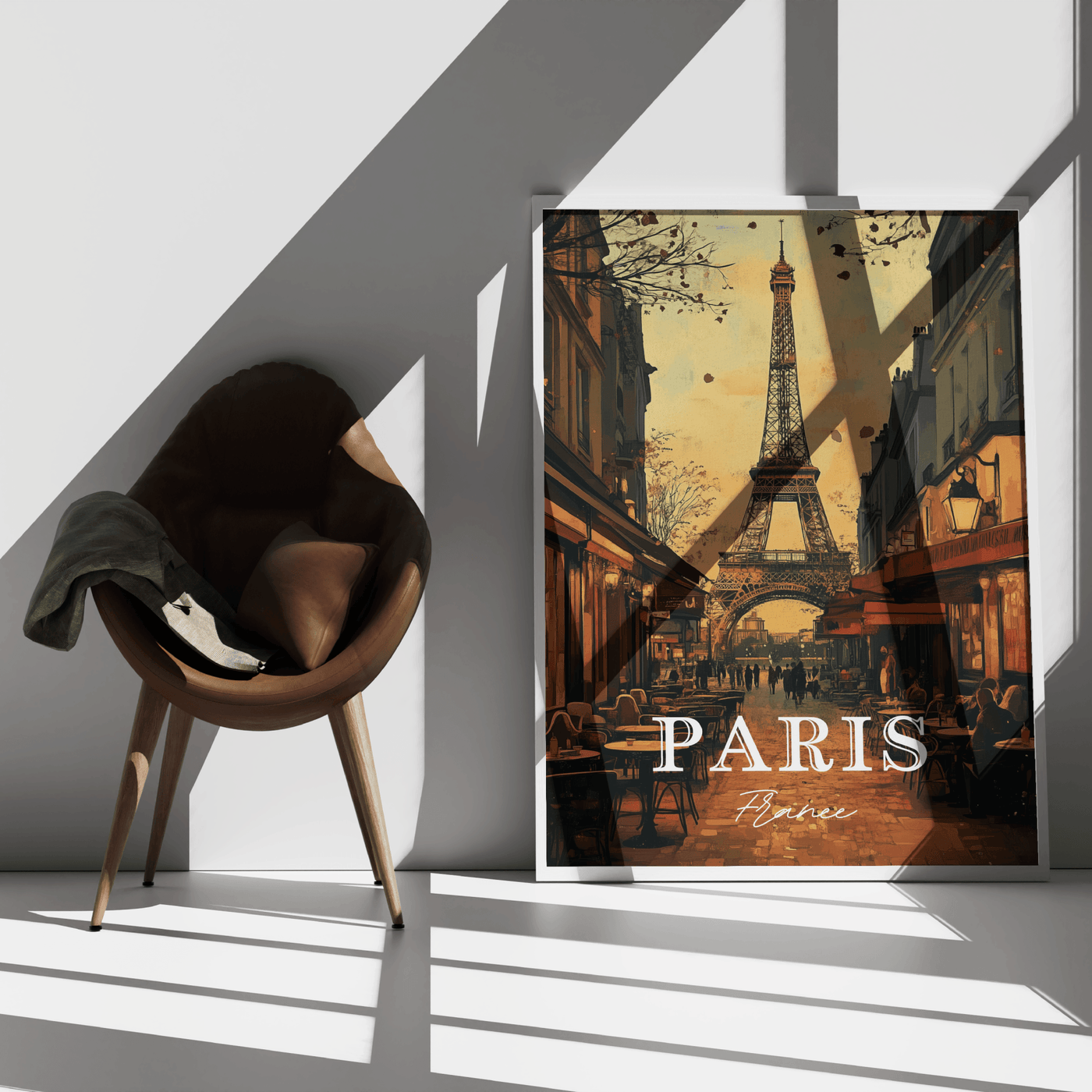 Paris Café Charm - Vintage Street View - Travel Destinations Poster