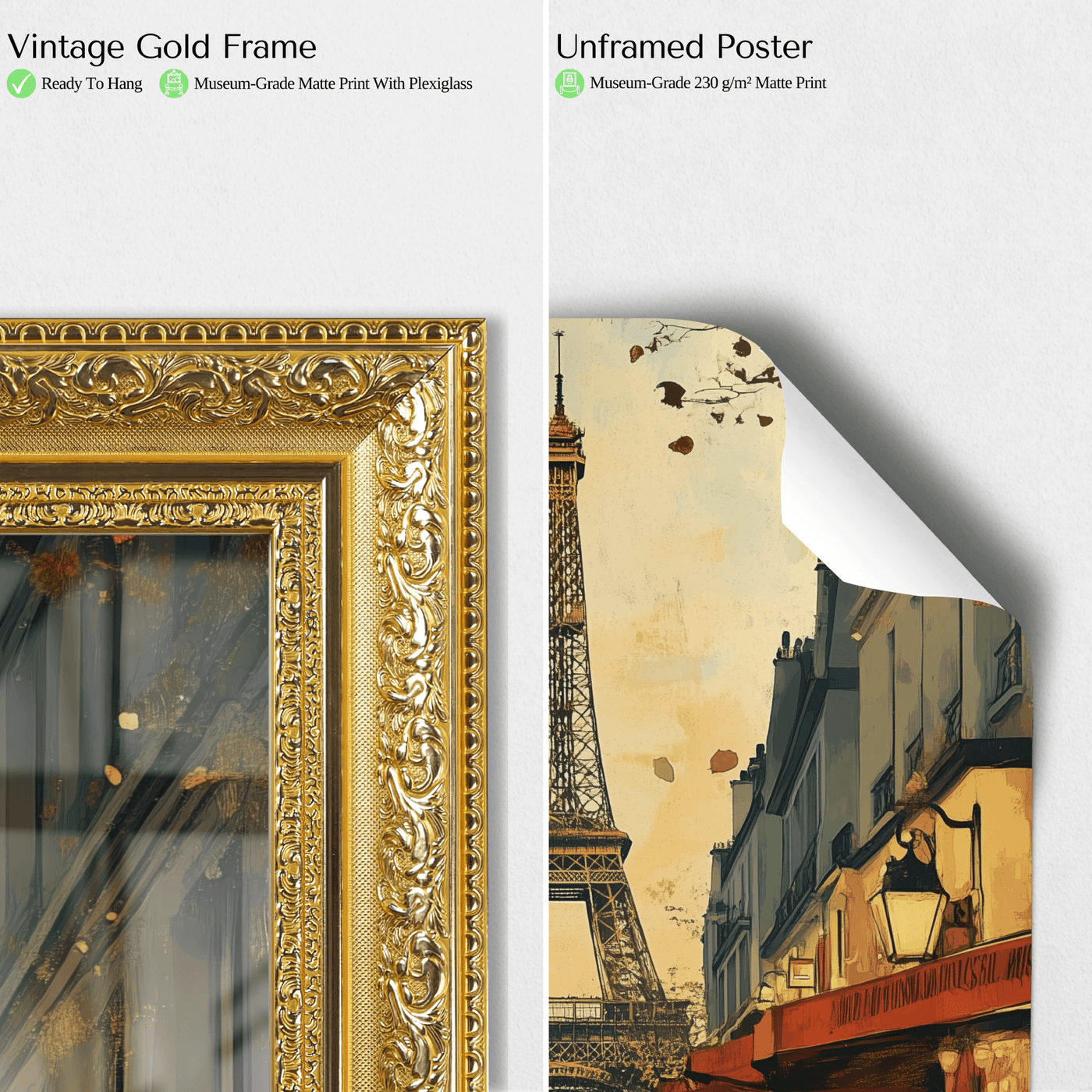 Paris Café Charm - Vintage Street View - Travel Destinations Poster