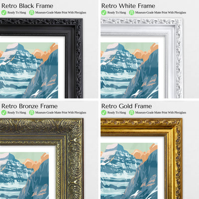Glacier National Park Poster – Retro Montana Landscape Print - Wanderlust Posters