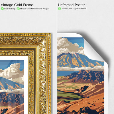 Haleakalā National Park Poster – Retro Hawaii Volcano Landscape Print - Wanderlust Posters