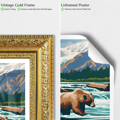 Katmai National Park Poster – Bear Watching Vintage Alaska Wall Art - Wanderlust Posters