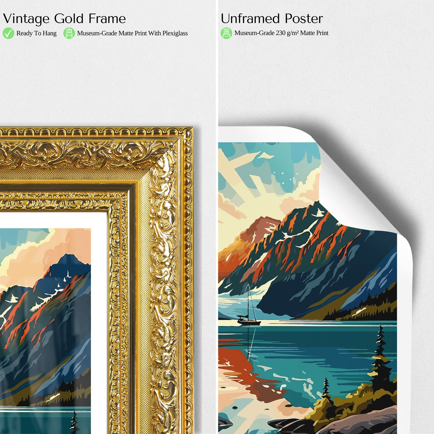 Kenai Fjords National Park Poster – Retro Glacier Coastline Wall Art - Wanderlust Posters