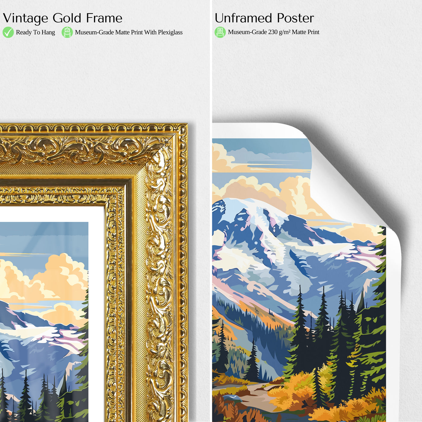 Mount Rainier National Park Poster – Vintage Cascade Mountain Wall Art - Wanderlust Posters