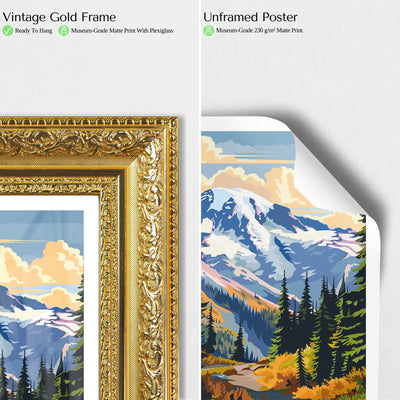 Mount Rainier National Park Poster – Vintage Cascade Mountain Wall Art - Wanderlust Posters