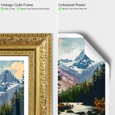 North Cascades National Park Poster – Vintage Alpine Wilderness Wall Art - Wanderlust Posters