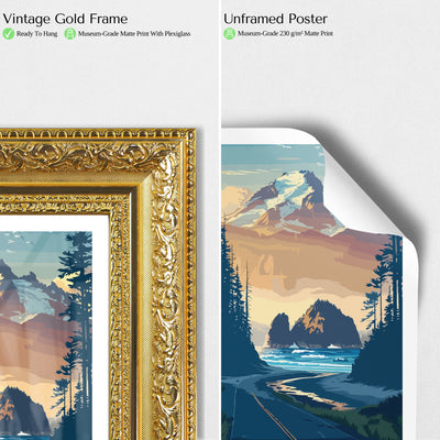 Olympic National Park Poster – Coastal Vintage Washington Wall Art - Wanderlust Posters