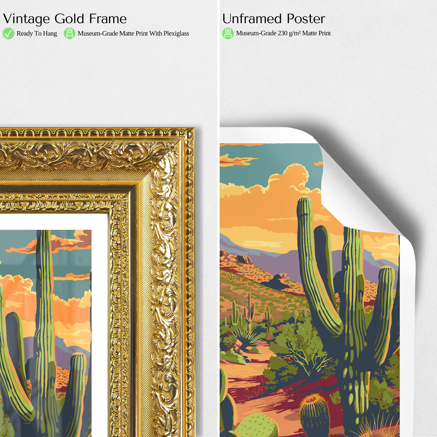 Saguaro National Park Poster – Arizona Desert Cactus Wall Art - Wanderlust Posters