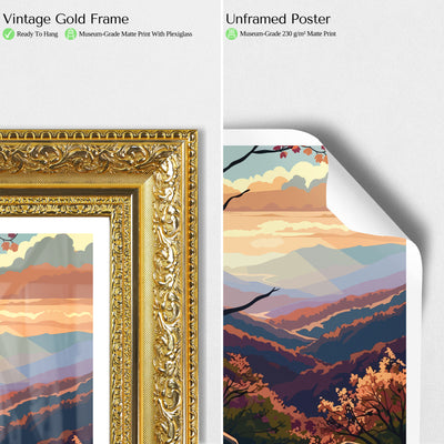 Shenandoah National Park Poster – Retro Mountain Sunset Print - Wanderlust Posters