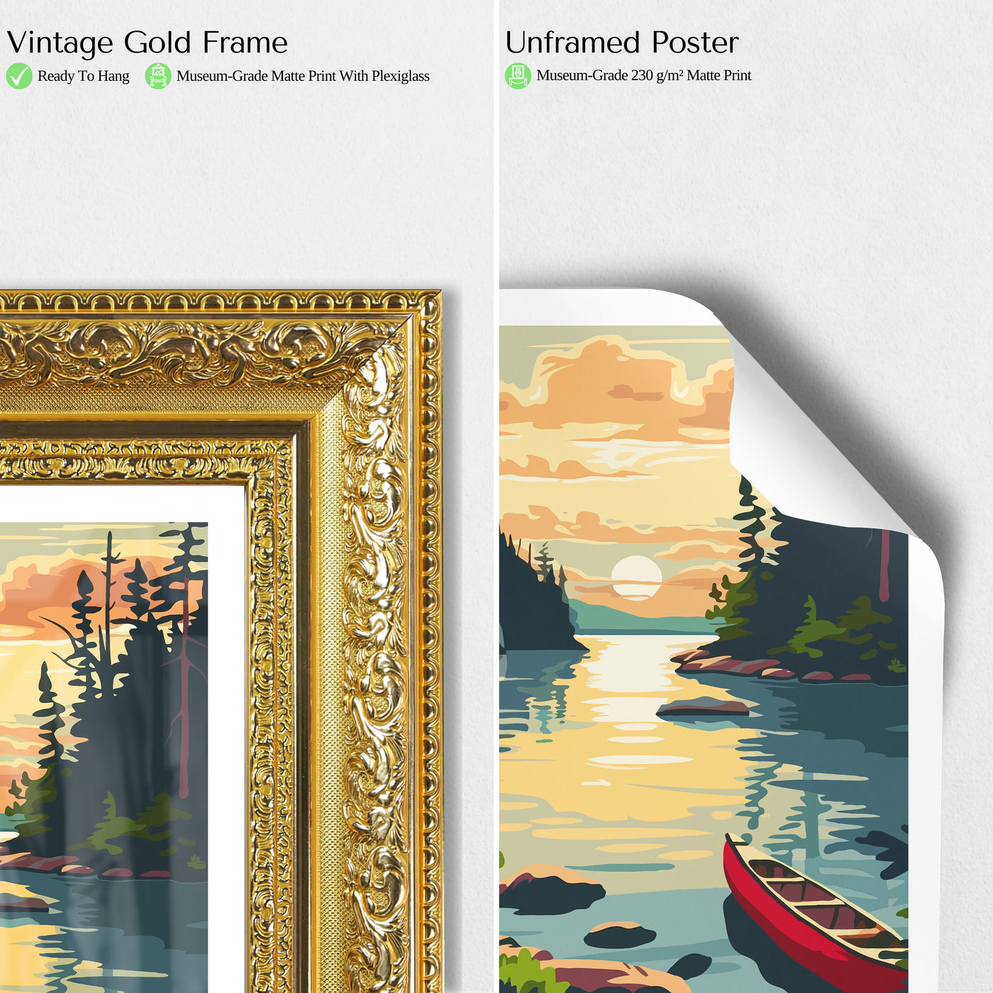 Voyageurs National Park Poster – Canoe Sunset Retro Wall Art - Wanderlust Posters