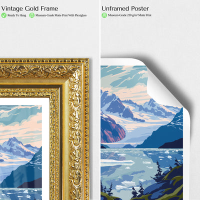 Glacier Bay National Park Poster – Vintage Alaska Wall Art Print - Wanderlust Posters
