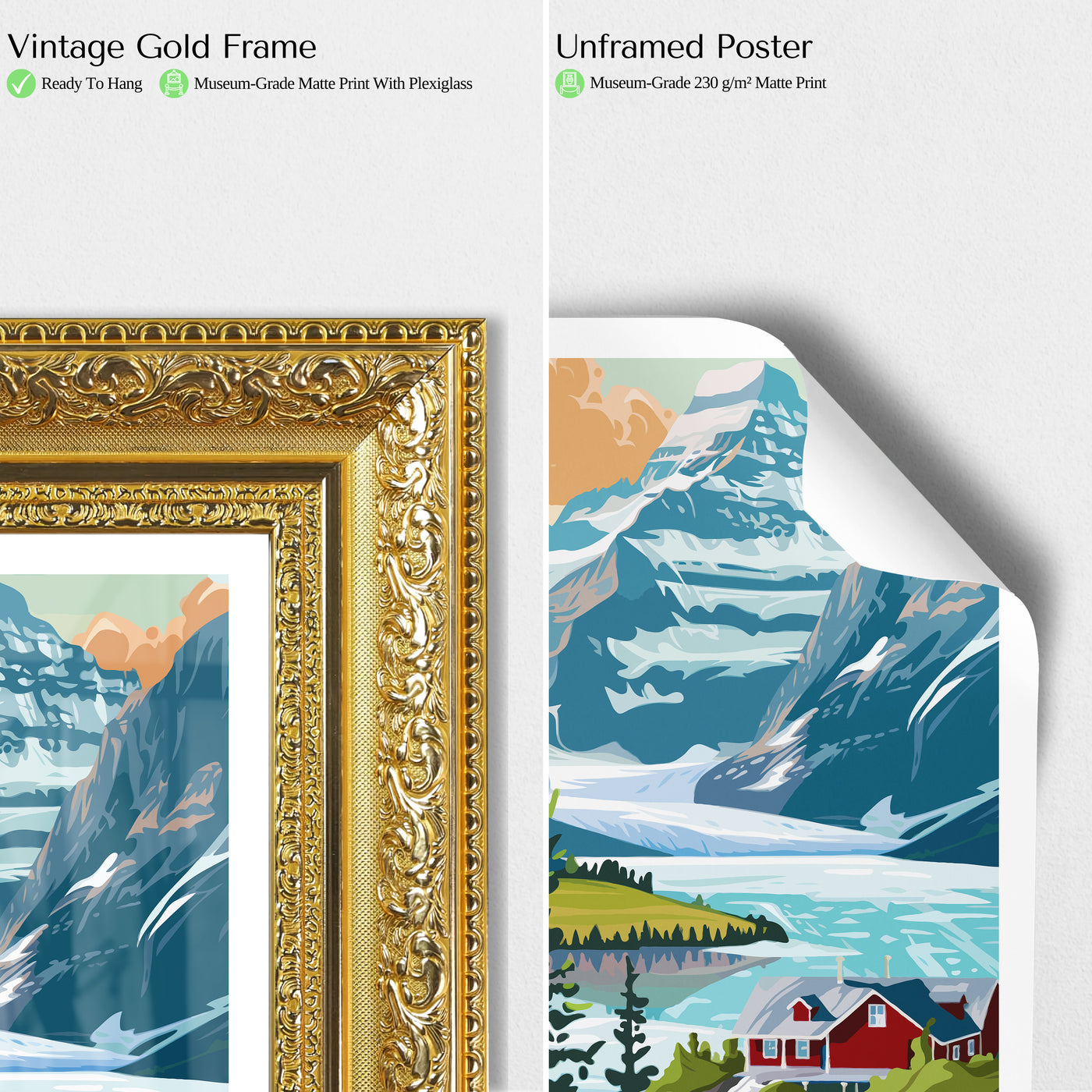 Glacier National Park Poster – Retro Montana Landscape Print - Wanderlust Posters