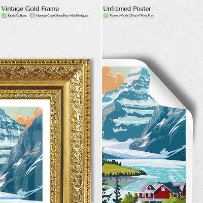Glacier National Park Poster – Retro Montana Landscape Print - Wanderlust Posters