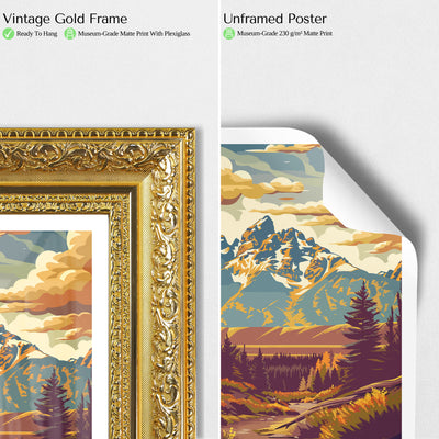 Grand Teton National Park Poster – Vintage-Style Wyoming Mountain Art - Wanderlust Posters
