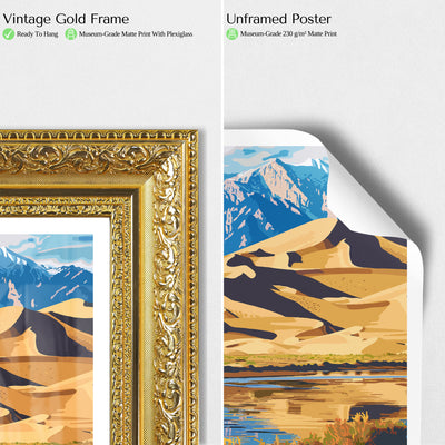 Great Sand Dunes National Park Poster – Vintage Colorado Landscape Print - Wanderlust Posters