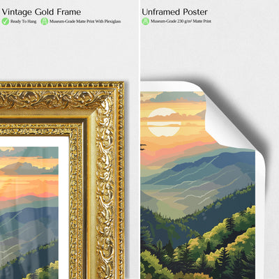 Great Smoky Mountains National Park Poster – Sunset Vintage Wall Art Print - Wanderlust Posters