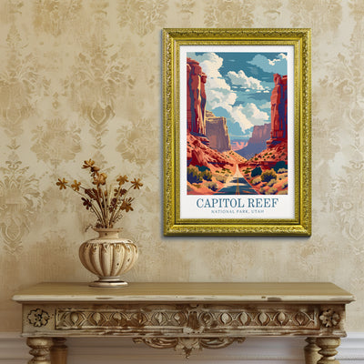 Capitol Reef National Park Poster - Vintage Roadscape Art - Wanderlust Posters
