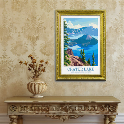 Crater Lake National Park Poster – Vintage Scenic Print - Wanderlust Posters