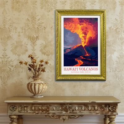 Hawai’i Volcanoes National Park Poster – Eruption Wall Art Print - Wanderlust Posters