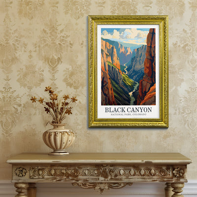 Black Canyon National Park Poster - Dramatic Retro Print - Wanderlust Posters