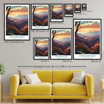 Shenandoah National Park Poster – Retro Mountain Sunset Print - Wanderlust Posters