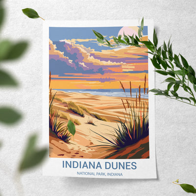 Indiana Dunes National Park Poster – Retro Beach Sunset Wall Art - Wanderlust Posters