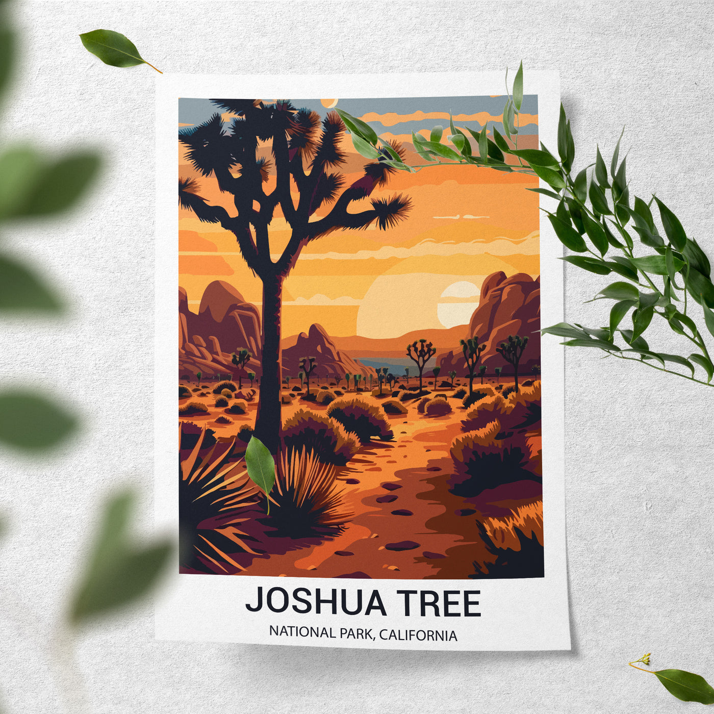 Joshua Tree National Park Poster – Desert Sunset Retro Wall Art - Wanderlust Posters