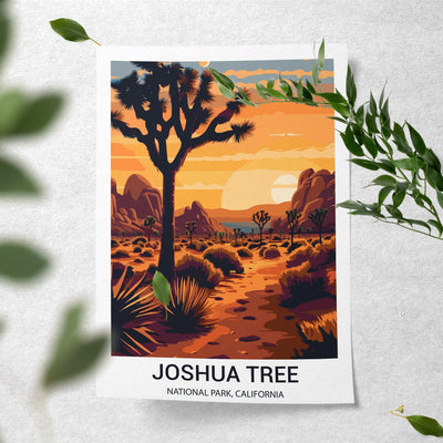 Joshua Tree National Park Poster – Desert Sunset Retro Wall Art - Wanderlust Posters