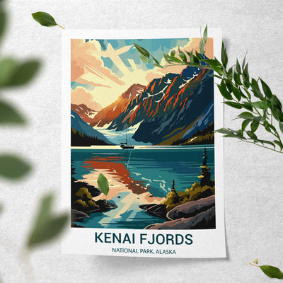 Kenai Fjords National Park Poster – Retro Glacier Coastline Wall Art - Wanderlust Posters