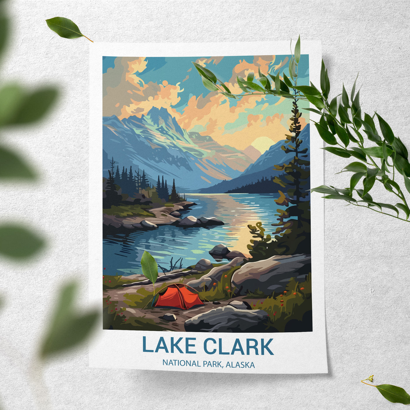 Lake Clark National Park Poster – Vintage Alaska Camping Wall Art - Wanderlust Posters