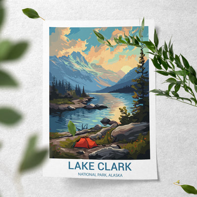 Lake Clark National Park Poster – Vintage Alaska Camping Wall Art - Wanderlust Posters