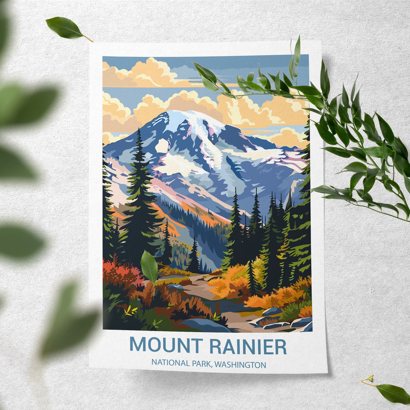 Mount Rainier National Park Poster – Vintage Cascade Mountain Wall Art - Wanderlust Posters